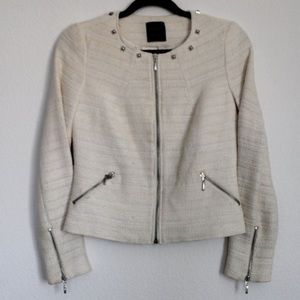 Cream Studded Jacket w/zips